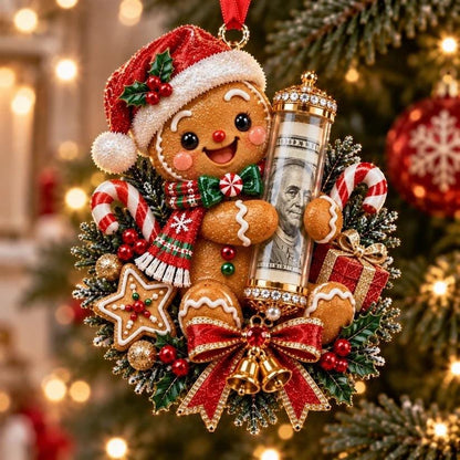 Personalized Christmas Animal Money Holder Ornament, Cute Acrylic Cash Gift for Kids and Family