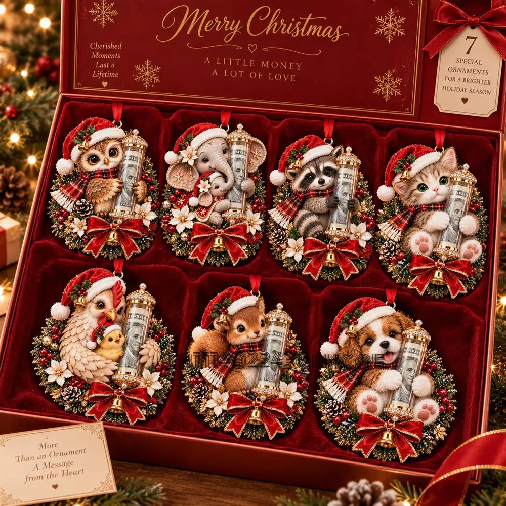 Personalized Christmas Animal Money Holder Ornament, Cute Acrylic Cash Gift for Kids and Family