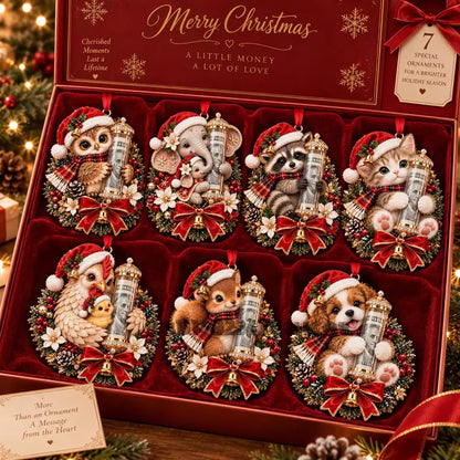 Personalized Christmas Animal Money Holder Ornament, Cute Acrylic Cash Gift for Kids and Family