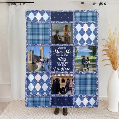 Custom When You Really Miss Me Hug This Blanket - Personalized Fleece Blanket, Sherpa Blanket, Valentine Anniversary Gift for Couple, Boyfriend, Girlfriend