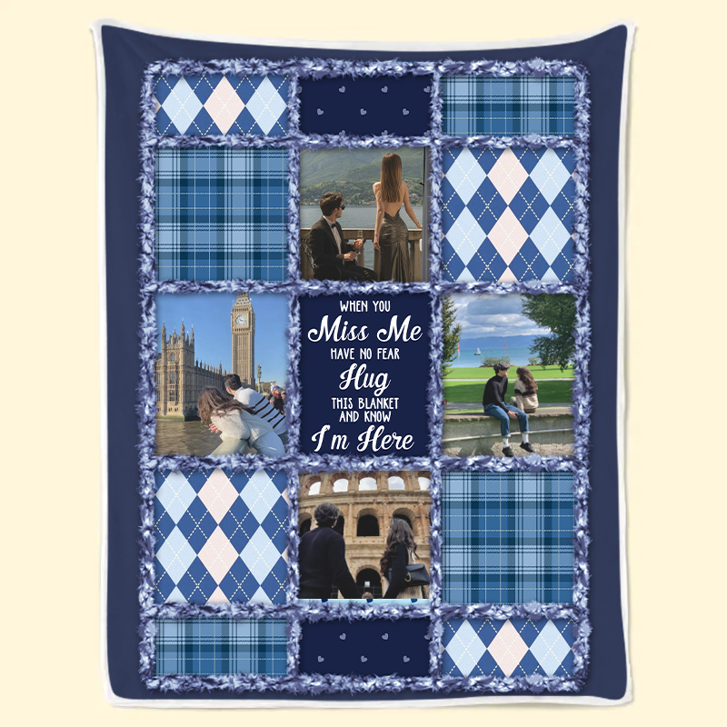 Custom When You Really Miss Me Hug This Blanket - Personalized Fleece Blanket, Sherpa Blanket, Valentine Anniversary Gift for Couple, Boyfriend, Girlfriend