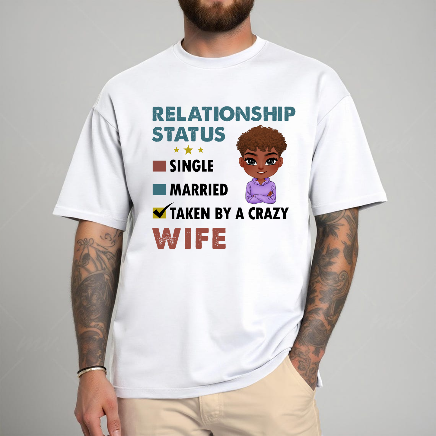 Personalized Relationship Status T-shirt, Sweatshirt, Hoodie Gifts For Him, Married To A Crazy Wife, Custom Shirts