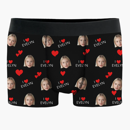 Custom Photo I Love My Wife - Funny Underwear Gift For Husband, Boyfriend - Personalized Men's Boxer Briefs