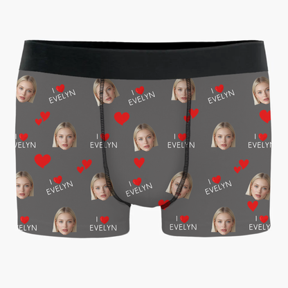 Custom Photo I Love My Wife - Funny Underwear Gift For Husband, Boyfriend - Personalized Men's Boxer Briefs