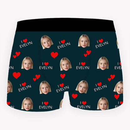 Custom Photo I Love My Wife - Funny Underwear Gift For Husband, Boyfriend - Personalized Men's Boxer Briefs