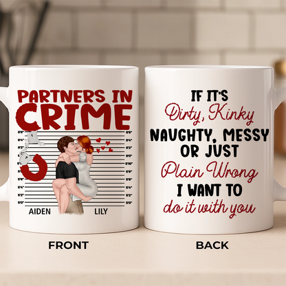 Partners In Crime Leopard Ceramic Mug, Make Love Kissing Couple Personalized Coffee Mug, Gift for Wife & Husband