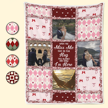Custom When You Really Miss Me Hug This Blanket - Personalized Fleece Blanket, Sherpa Blanket, Valentine Anniversary Gift for Couple, Boyfriend, Girlfriend