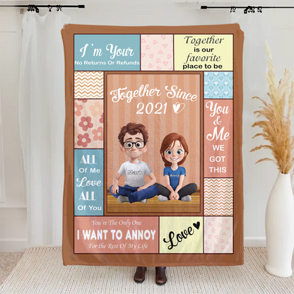 Custom Together Is Our Favorite Place To Be Fleece & Sherpa Blanket - Personalized Fleece Blanket, Sherpa Blanket, Valentine Anniversary Gift for Couple