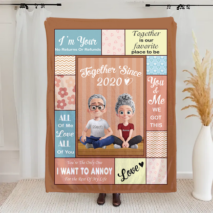 Custom Together Is Our Favorite Place To Be Fleece & Sherpa Blanket - Personalized Fleece Blanket, Sherpa Blanket, Valentine Anniversary Gift for Couple