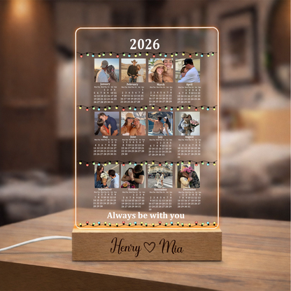 Custom Photo Calendar Night Light – Personalized LED Acrylic Lamp for Couple, Valentine Anniversary Gift for Boyfriend & Girlfriend