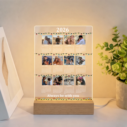Custom Photo Calendar Night Light – Personalized LED Acrylic Lamp for Couple, Valentine Anniversary Gift for Boyfriend & Girlfriend