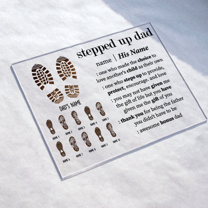 Father's Day Gifts, Thank You Stepped Up Dad - Personalized Acrylic Plaque, Gift for Bonus Dad