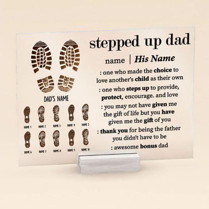 Father's Day Gifts, Thank You Stepped Up Dad - Personalized Acrylic Plaque, Gift for Bonus Dad