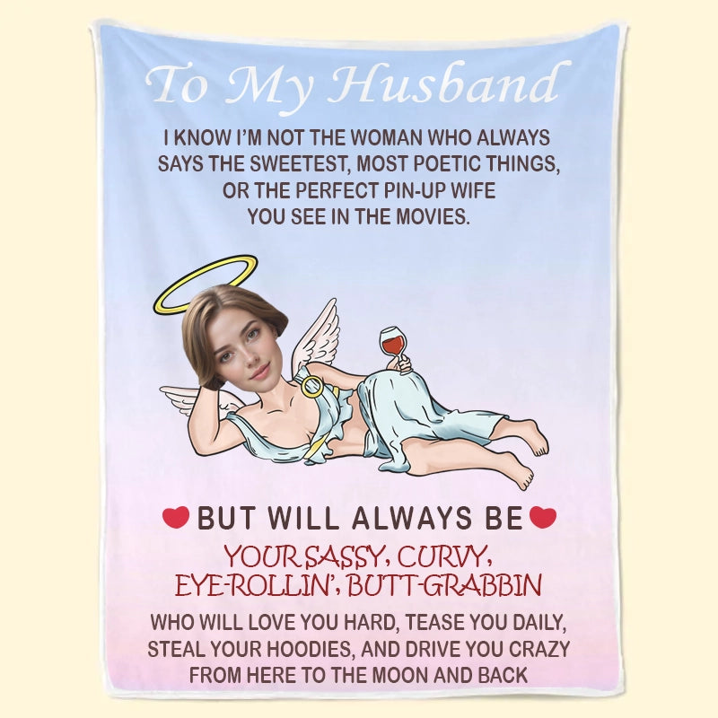 Personalized Cupid & Wine Cozy Blanket – Romantic Funny Gift for Your Husband/Wife