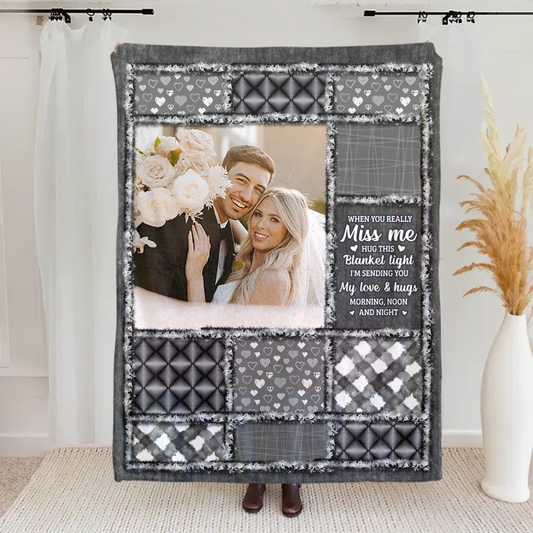 Custom When You Really Miss Me Hug This Blanket v2 - Personalized Fleece Blanket, Sherpa Blanket, Valentine Anniversary Gift for Couple