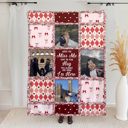 Custom When You Really Miss Me Hug This Blanket - Personalized Fleece Blanket, Sherpa Blanket, Valentine Anniversary Gift for Couple, Boyfriend, Girlfriend