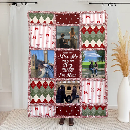 Custom When You Really Miss Me Hug This Blanket - Personalized Fleece Blanket, Sherpa Blanket, Valentine Anniversary Gift for Couple, Boyfriend, Girlfriend
