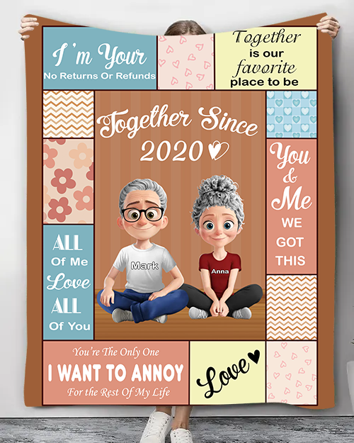 Custom Together Is Our Favorite Place To Be Fleece & Sherpa Blanket - Personalized Fleece Blanket, Sherpa Blanket, Valentine Anniversary Gift for Couple