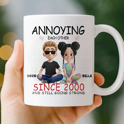 Personalized Ceramic Mug, Anniversary Valentine Christmas Wedding Gifts For Husband And Wife, Him And Her - Annoying Each Other And Still Going Strong