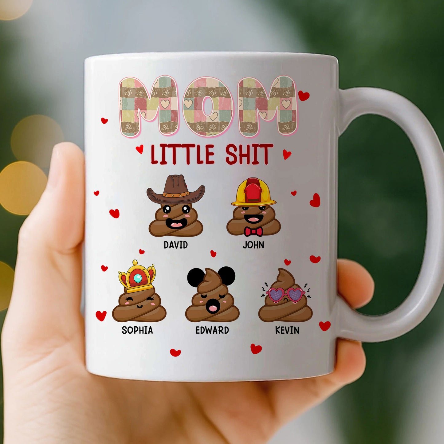 Family Funny Kids, Mom And Children White Ceramic Mug, Gift for Mom, Grandma, Mother's Day Coffee Mug