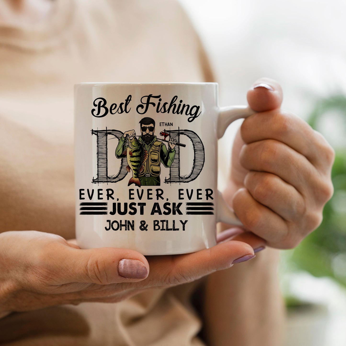 Best Fishing Dad Ever - Gift For Dad - Personalized Ceramic Mug, Gift for Daddy, Father's Day Gift