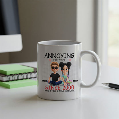 Personalized Ceramic Mug, Anniversary Valentine Christmas Wedding Gifts For Husband And Wife, Him And Her - Annoying Each Other And Still Going Strong