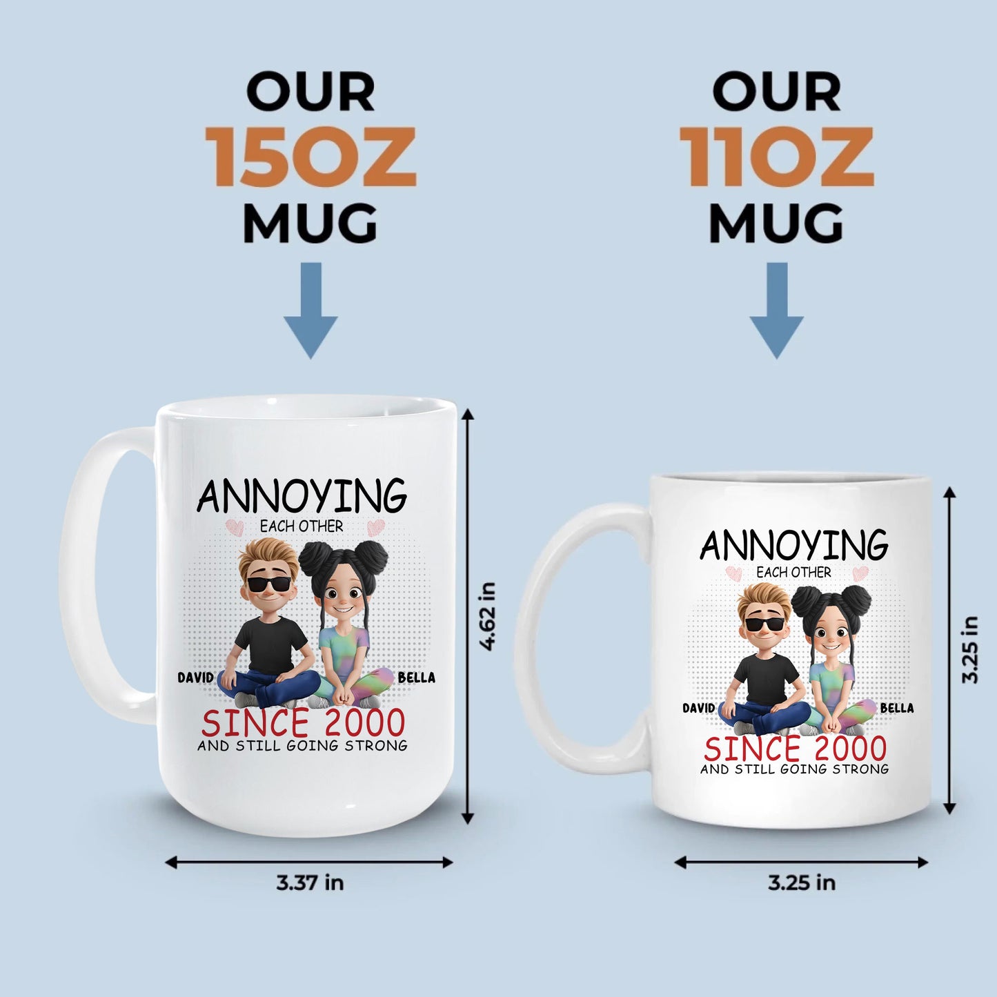 Personalized Ceramic Mug, Anniversary Valentine Christmas Wedding Gifts For Husband And Wife, Him And Her - Annoying Each Other And Still Going Strong