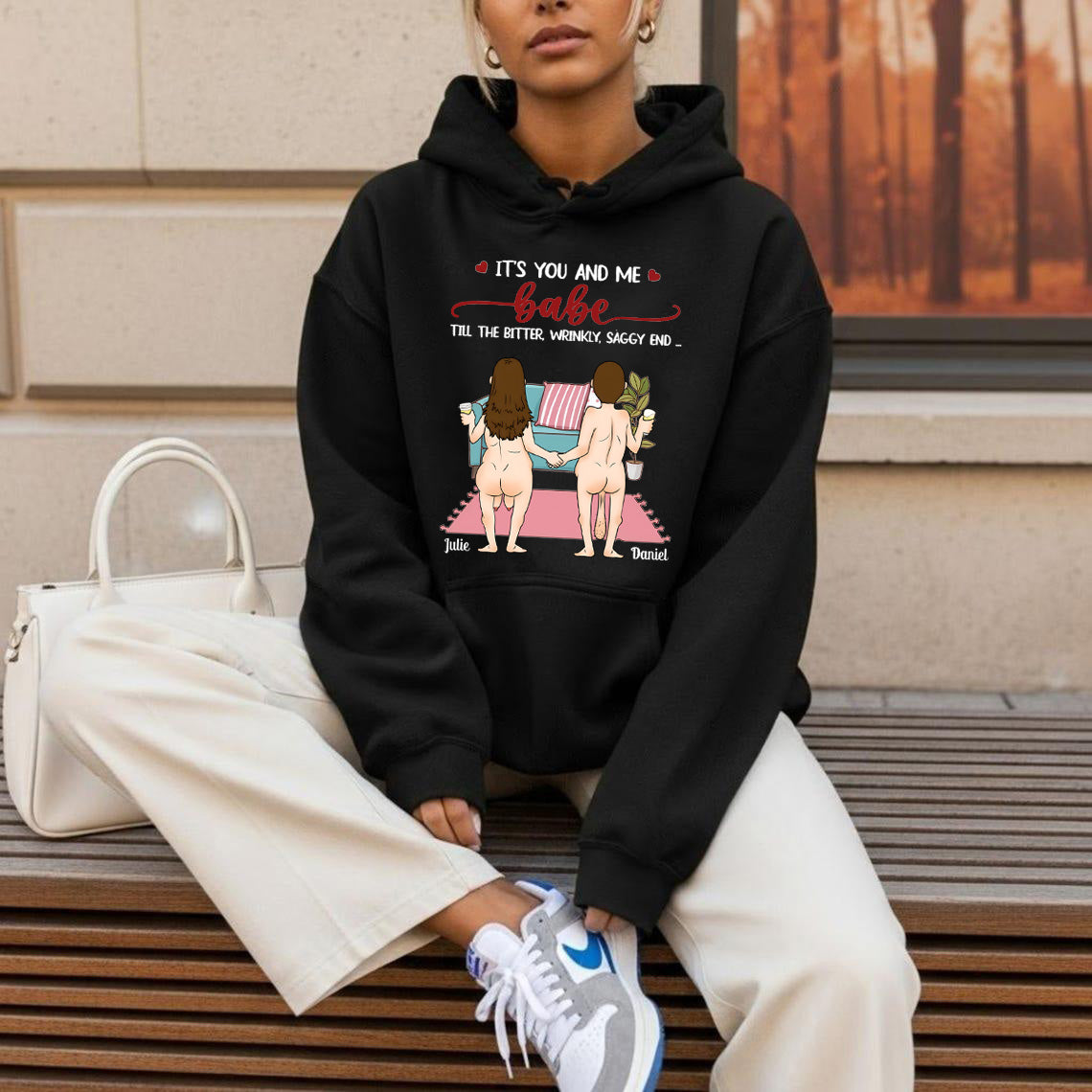 It's You And Me, Babe - Couple Personalized Custom T-shirt, Sweatshirt, Hoodie - Gift For Husband Wife, Anniversary