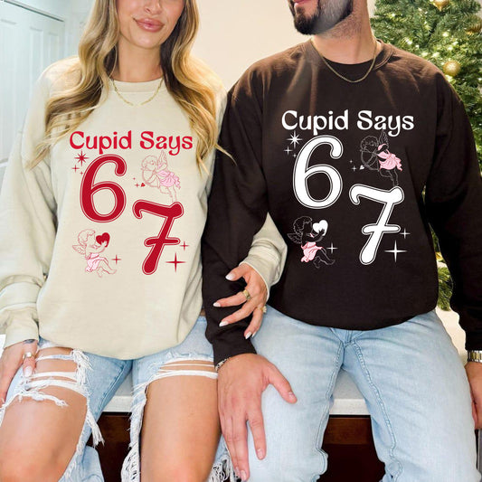 Cupid Days 67 Love v1 Graphic T-shirt, Funny 6 7 Valentines Day T-shirt, Sweatshirt, Hoodie, 6 7 Funny Number Meme Valentines Day T-Shirt
