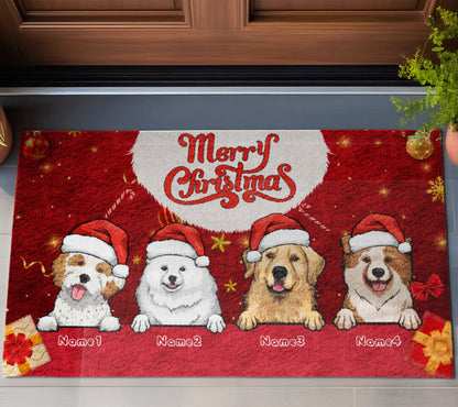 Merry Christmas Dog Lover Doormat, Dog Personalized Home Decor Mat, Xmas Gift For Pet Owners, Pet Lovers Gift Idea
