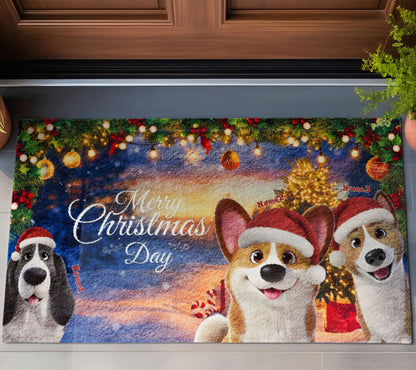 Merry Christmas Dog Lover Doormat, Dog Personalized Home Decor Mat, Xmas Gift For Pet Owners, Pet Lovers Gift Idea