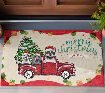 Merry Xmas Ho Ho Ho Dog Lover Doormat, Dog Personalized Home Decor Mat, Xmas Gift For Pet Owners, Pet Lovers Gift Idea