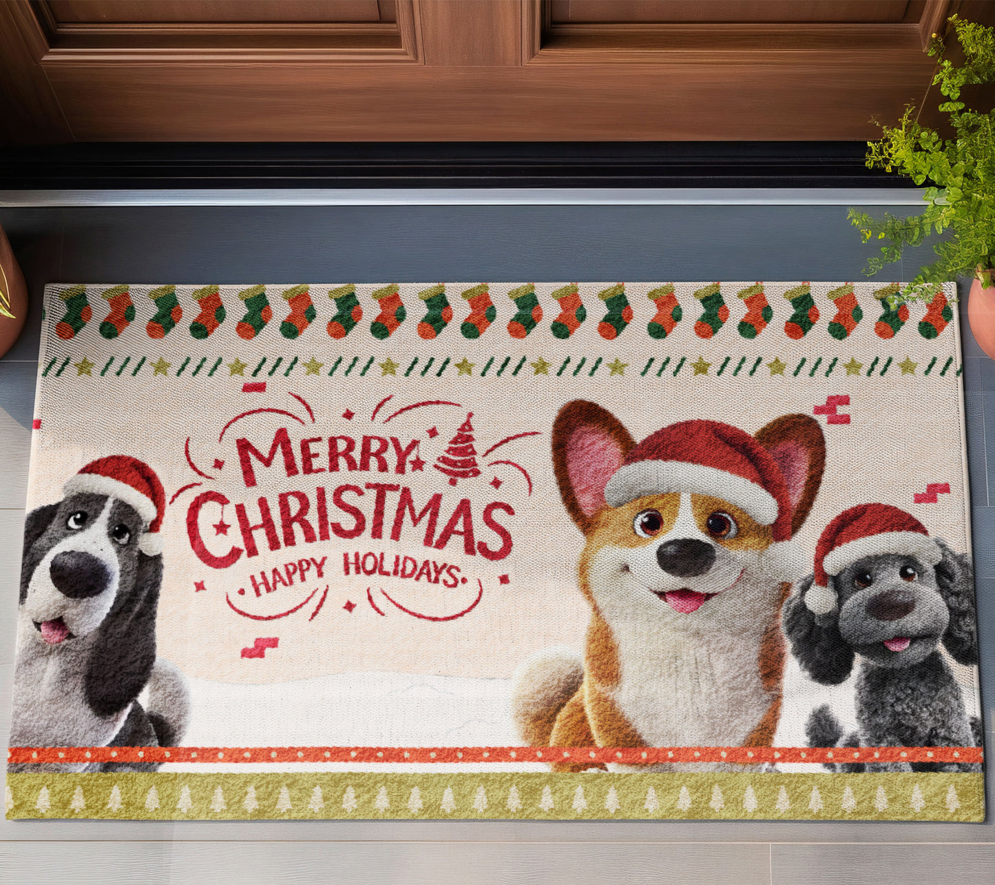 Merry Xmas Dog Lover Doormat, Dog Personalized Home Decor Mat, Xmas Gift For Pet Owners, Pet Lovers Gift Idea