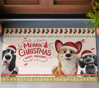 Merry Xmas Dog Lover Doormat, Dog Personalized Home Decor Mat, Xmas Gift For Pet Owners, Pet Lovers Gift Idea