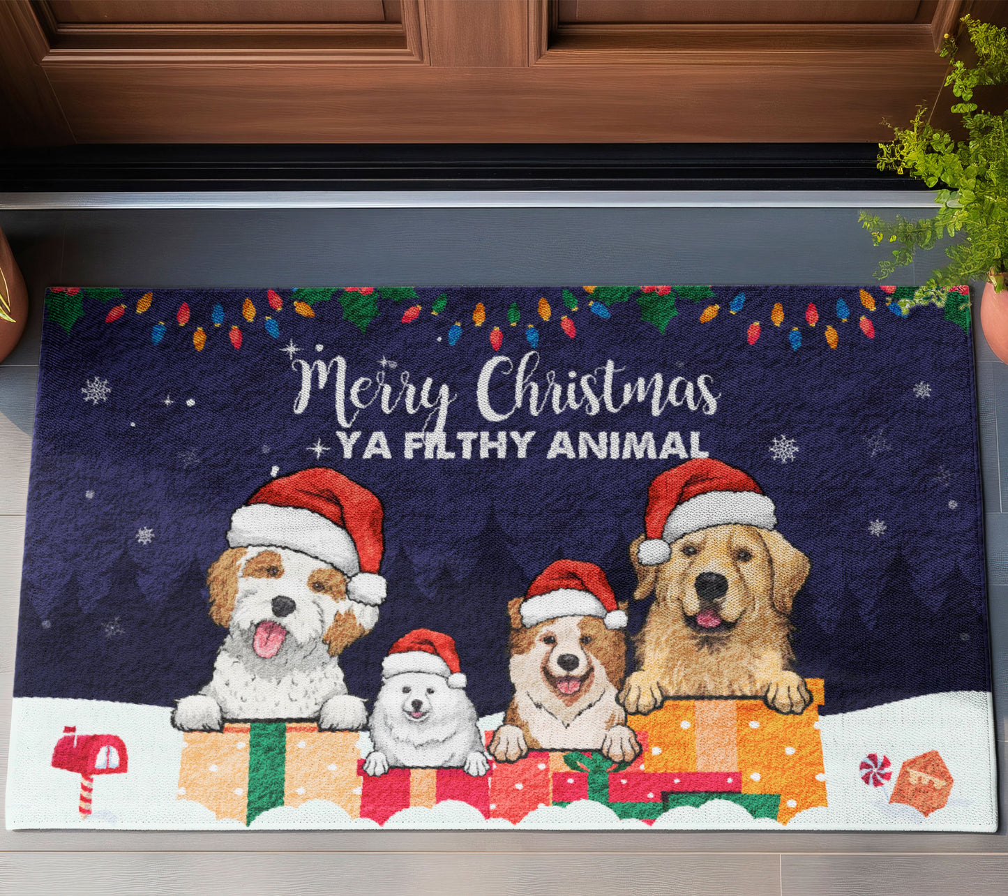 Merry Christmas Dog Mom Home Doormat, Dog Personalized Home Decor Mat, Xmas Gift For Pet Owners, Pet Lovers Gift Idea