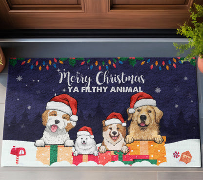 Merry Christmas Dog Mom Home Doormat, Dog Personalized Home Decor Mat, Xmas Gift For Pet Owners, Pet Lovers Gift Idea