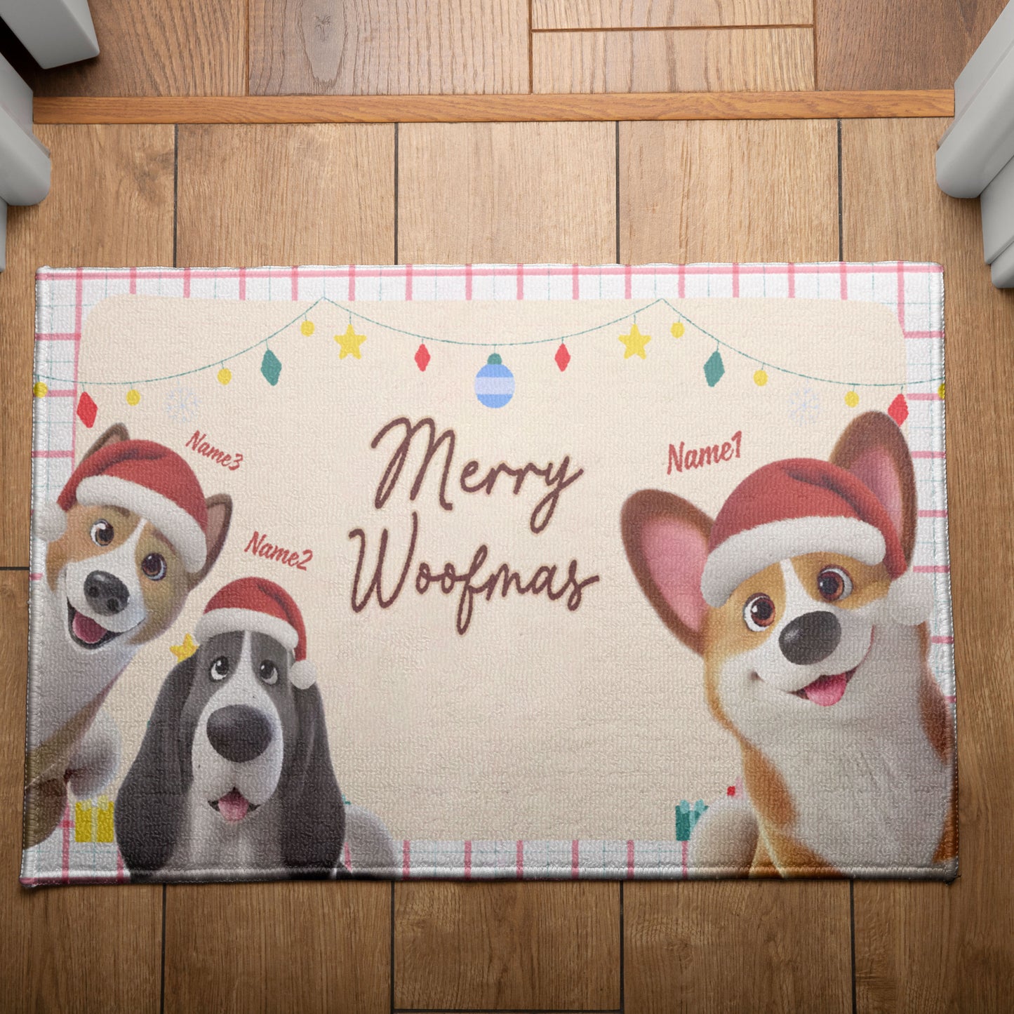 Merry Woofmas Christmas Doormat, Dog Personalized Home Decor Mat, Xmas Gift For Pet Owners, Pet Lovers Gift Idea