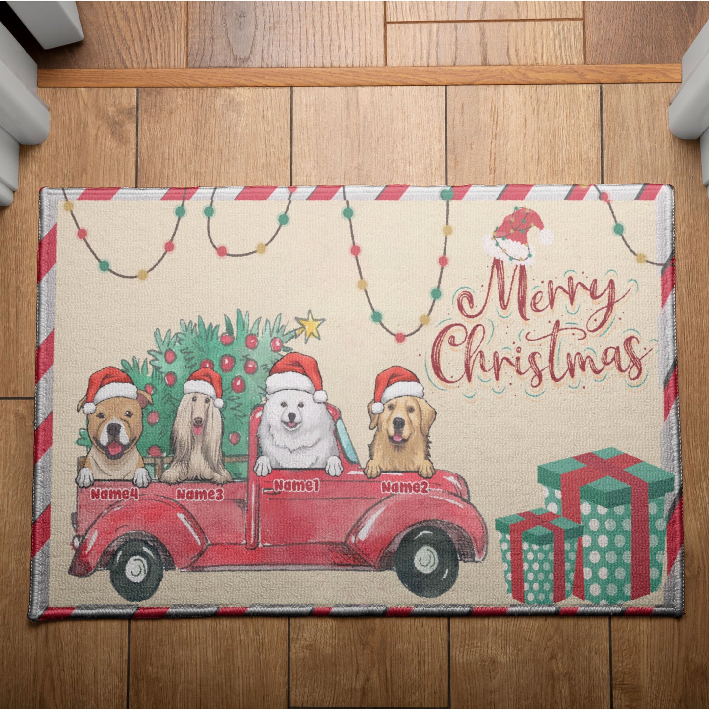 Merry Christmas Dog Mom Doormat, Dog Personalized Home Decor Mat, Xmas Gift For Pet Owners, Pet Lovers Gift Idea