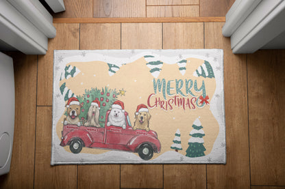 Merry Christmas Dog Parents Doormat, Dog Personalized Home Decor Mat, Xmas Gift For Pet Owners, Pet Lovers Gift Idea