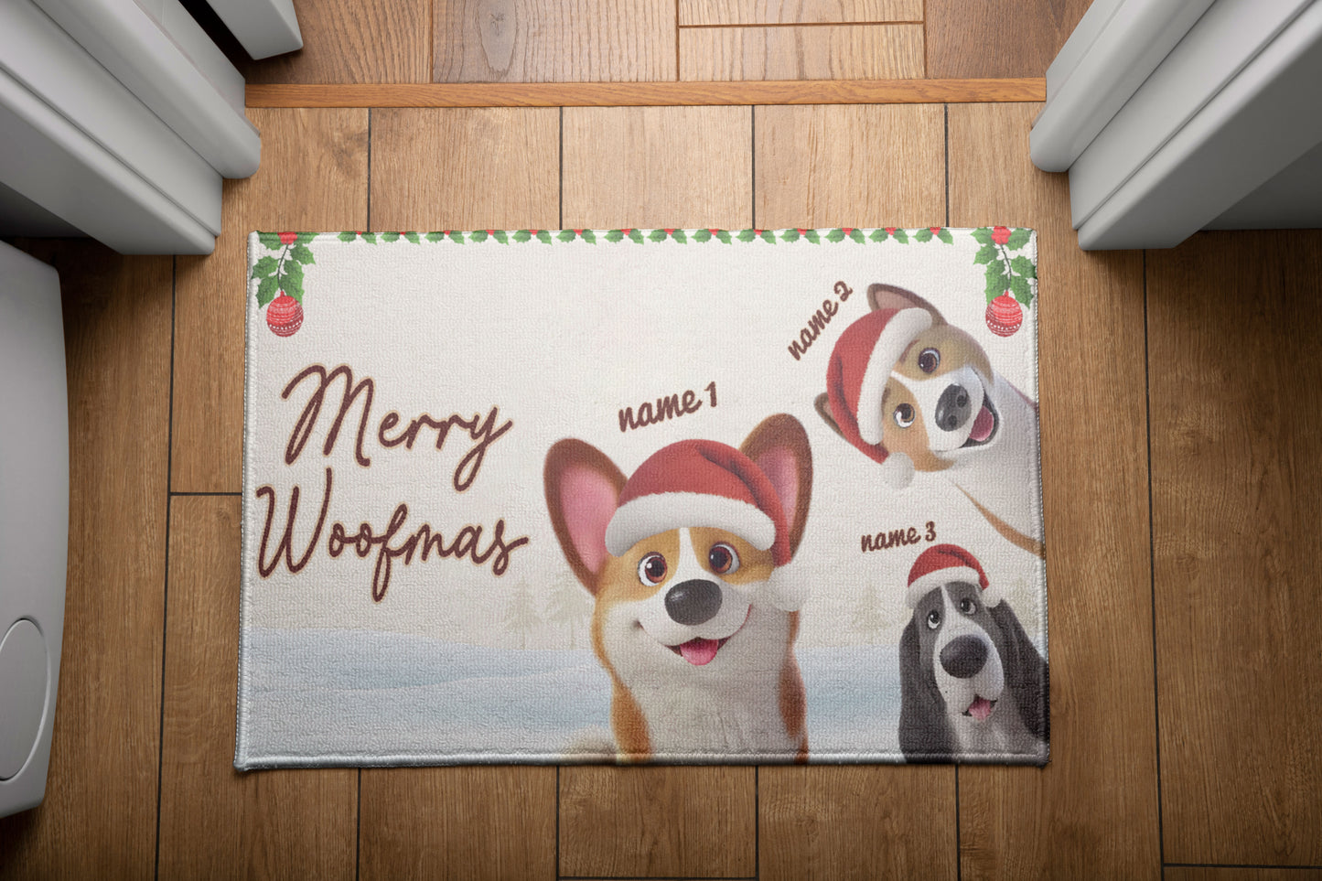Merry Woofmas Dog Lover Doormat, Dog Personalized Home Decor Mat, Xmas Gift For Pet Owners, Pet Lovers Gift Idea