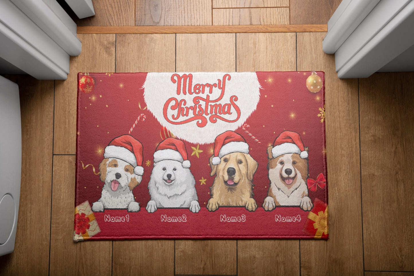 Merry Christmas Dog Lover Doormat, Dog Personalized Home Decor Mat, Xmas Gift For Pet Owners, Pet Lovers Gift Idea