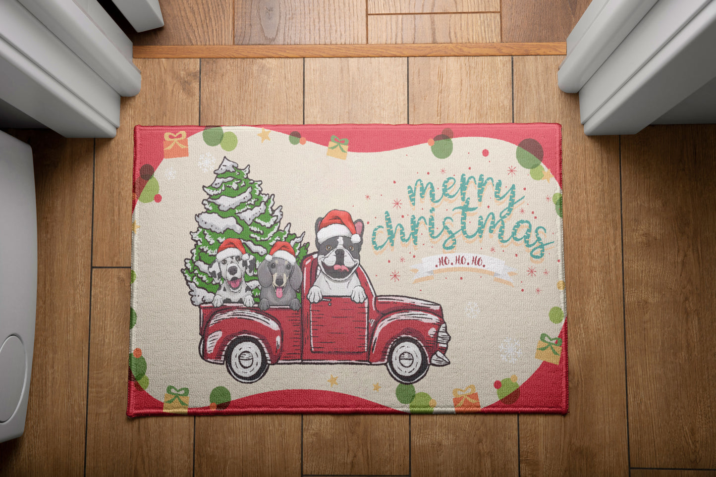 Merry Xmas Ho Ho Ho Dog Lover Doormat, Dog Personalized Home Decor Mat, Xmas Gift For Pet Owners, Pet Lovers Gift Idea