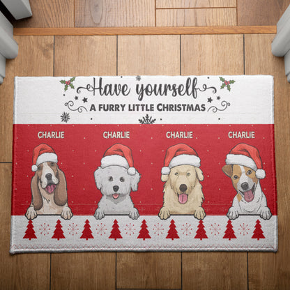 Have Yourself A Furry Little Christmas Dog Doormat, Dog Personalized Home Decor Mat, Xmas Gift For Dog Owners, Pet Lovers Gift Idea