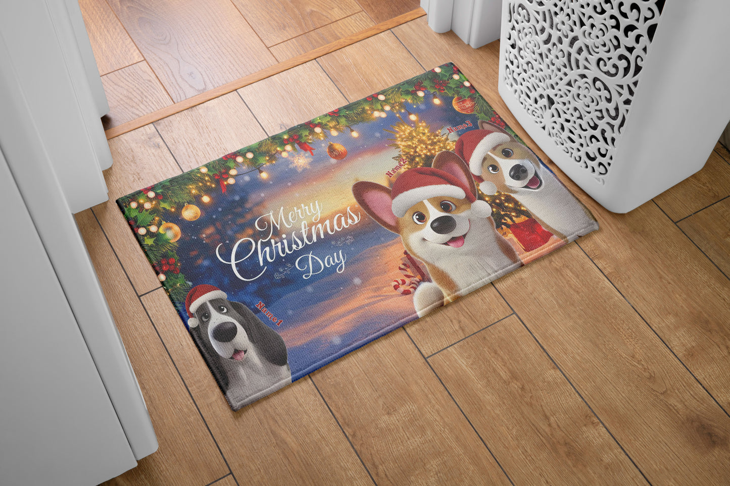 Merry Christmas Dog Lover Doormat, Dog Personalized Home Decor Mat, Xmas Gift For Pet Owners, Pet Lovers Gift Idea