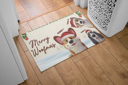 Merry Woofmas Dog Lover Doormat, Dog Personalized Home Decor Mat, Xmas Gift For Pet Owners, Pet Lovers Gift Idea