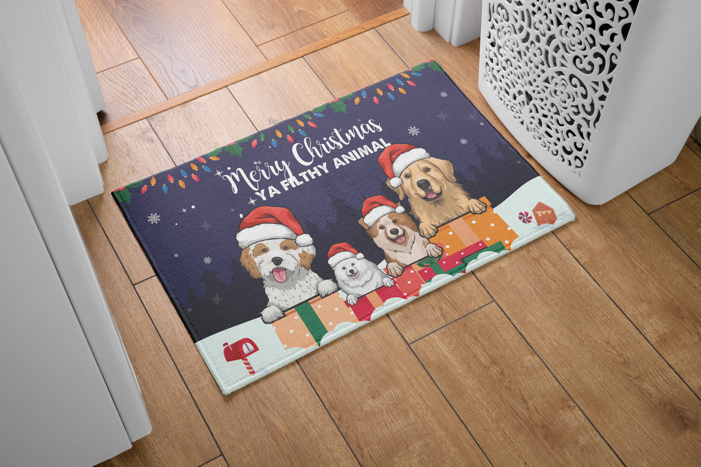 Merry Christmas Dog Mom Home Doormat, Dog Personalized Home Decor Mat, Xmas Gift For Pet Owners, Pet Lovers Gift Idea