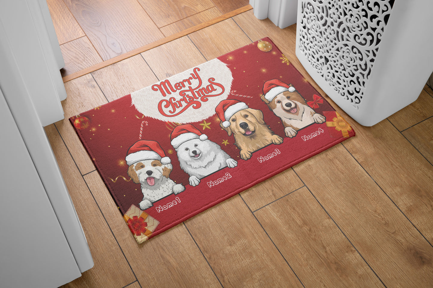 Merry Christmas Dog Lover Doormat, Dog Personalized Home Decor Mat, Xmas Gift For Pet Owners, Pet Lovers Gift Idea