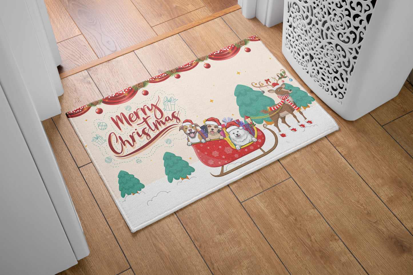 Dog Lover Merry Christmas Doormat, Dog Personalized Home Decor Mat, Xmas Gift For Pet Owners, Pet Lovers Gift Idea