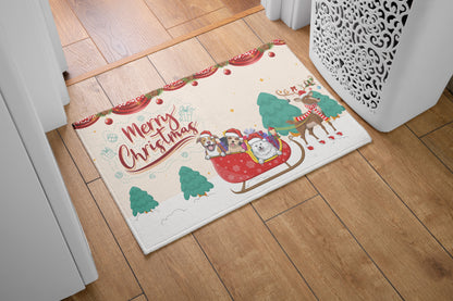 Dog Lover Merry Christmas Doormat, Dog Personalized Home Decor Mat, Xmas Gift For Pet Owners, Pet Lovers Gift Idea