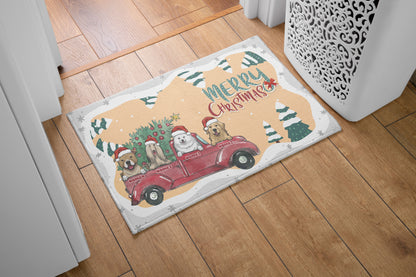 Merry Christmas Dog Parents Doormat, Dog Personalized Home Decor Mat, Xmas Gift For Pet Owners, Pet Lovers Gift Idea